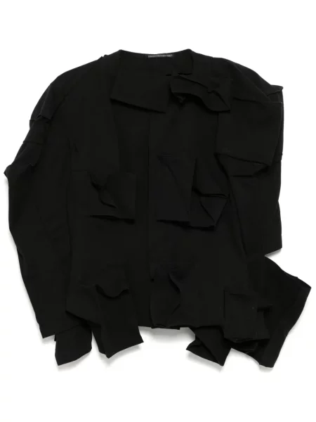 Geacă Yohji Yamamoto drapată din țesătură twill negru