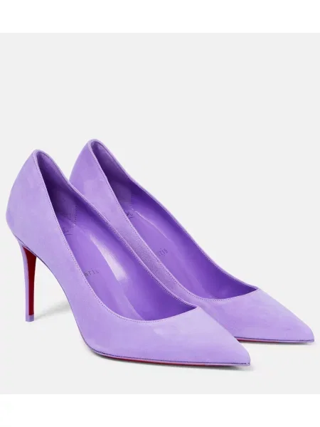 Pantofi cu toc Christian Louboutin din piele de căprioară roz
