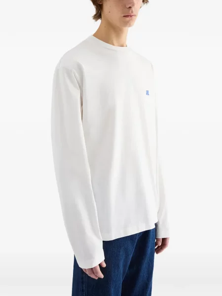 Lung tricou Jil Sander cu broderie alb