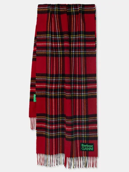 Barbour x Ganni Tartan fular de lână de damă