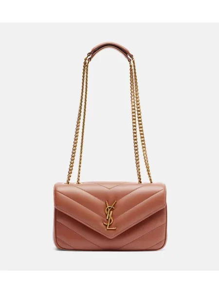 Usnjena majhen torbica Saint Laurent rjava