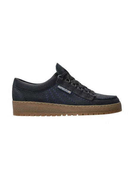 Sneakersy Mephisto sznurowane skórzane niebieskie