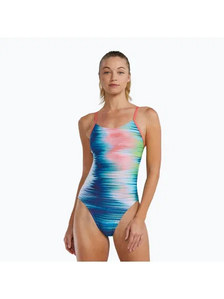 Jednodílné plavky TYR Durafast Elite Bravura Cutoutfit white/multi bílé