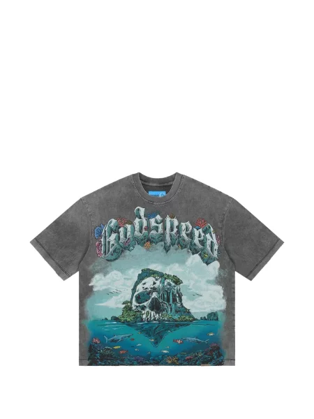 Tricou Godspeed cu imagine gri