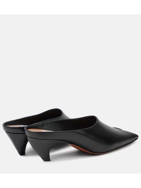 Papuci tip mules Alaïa din piele negru