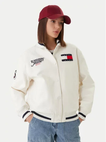 Tommy Jeans Μπόμπερ μπουφάν λευκό