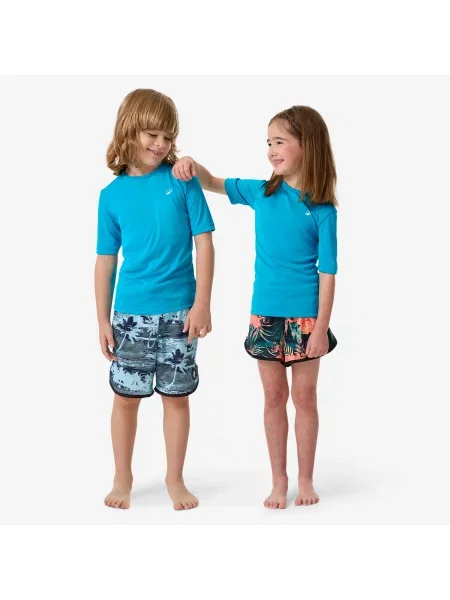 Koszulka UV surfingowa dla dzieci Decathlon Water T-shirt krótki rękaw niebieska
