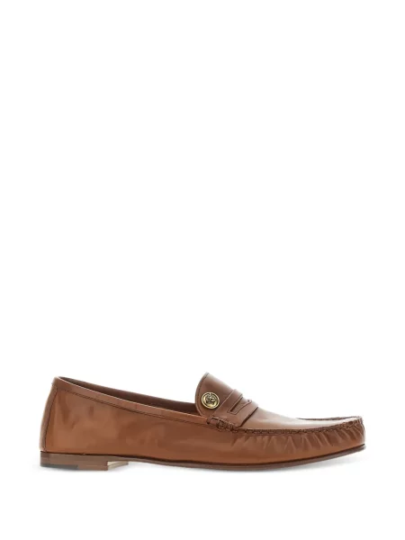 Kožne loaferice Versace s autogramom smeđa