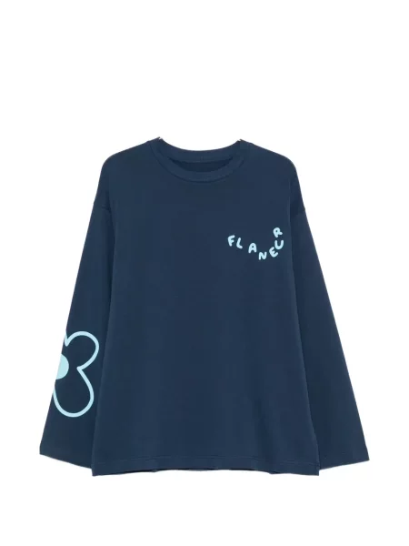 Lung tricou Flâneur cu imagine albastru