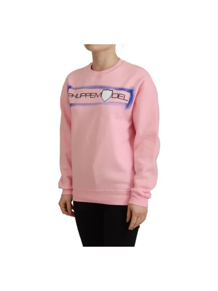 Dzianinowa bluza Philippe Model z nadrukiem różowa