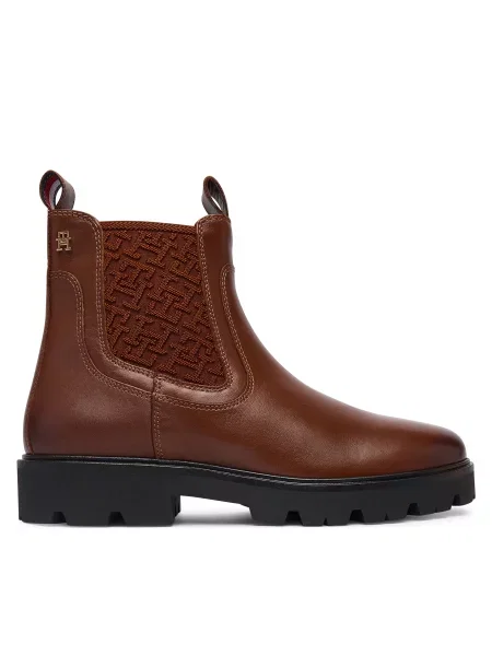 Kotníková obuv s elastickým prvkem Tommy Hilfiger hnědé