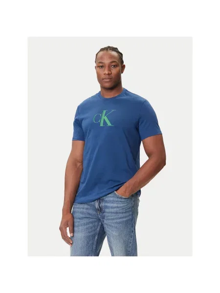 Calvin Klein Jeans Majica Center Monogram Regular Fit modra