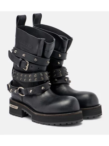Кожени моторист боти Balenciaga черно