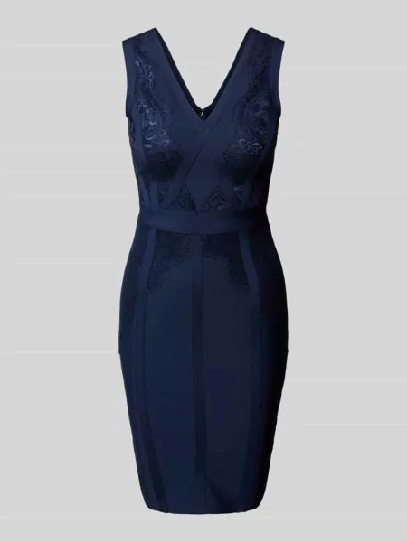 Sukienka koktajlowa z dekoltem w serek Lipsy granatowa