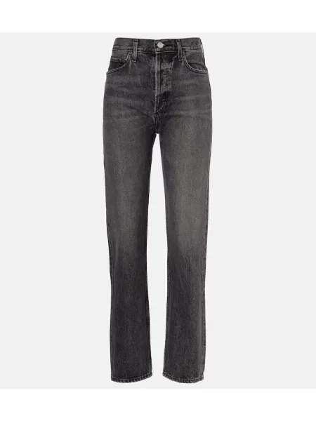 Proste jeansy Agolde z wysoką talią szare