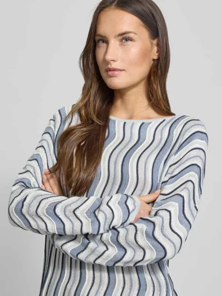 Sweter z dzianiny o kroju loose fit z mieszanki bawełny S.oliver Black Label srebrny