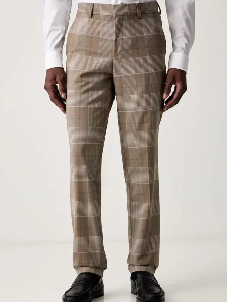 HUGO pantaloni slim fit pentru bărbați din lână maro