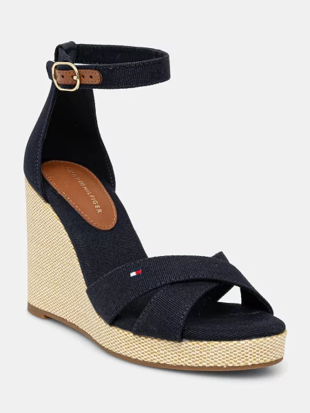 Сандали Tommy Hilfiger FLAG HIGH WEDGE ESPAD CRISSCROSS тъмносиньо