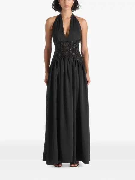 Rochie maxi Manière De Voir cu gât halter negru