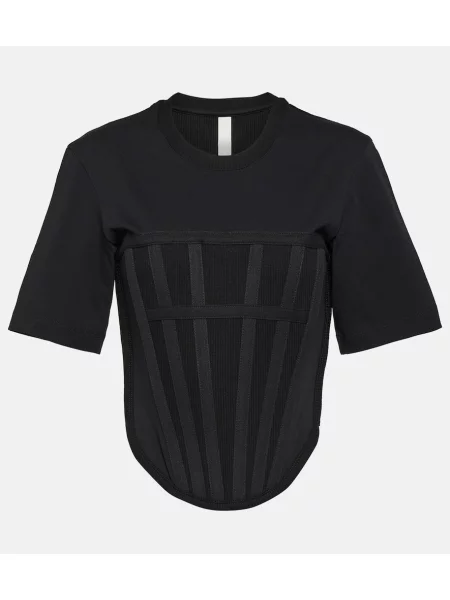 Top Dion Lee z dżerseju z gorsetem czarny