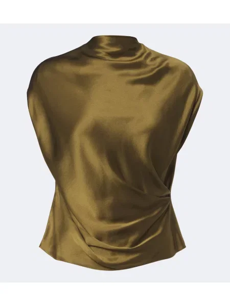 Top The Sei din satin drapat verde