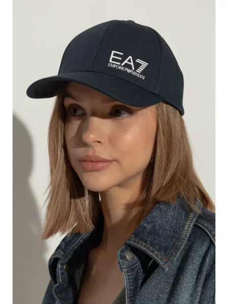Raštuotas kepurė su snapeliu Ea7 Emporio Armani mėlyna