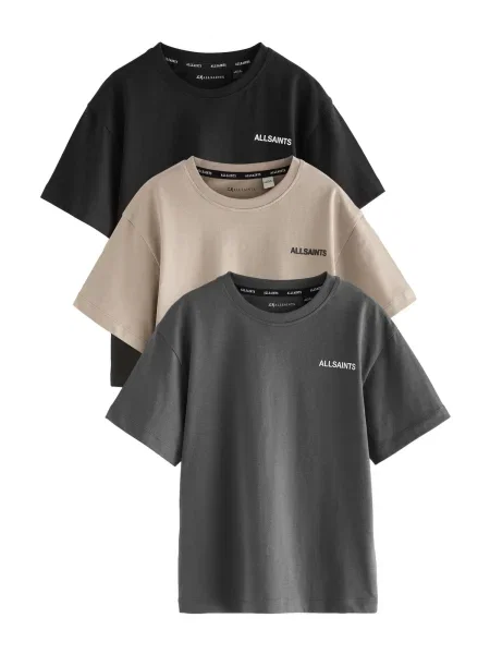 SmALLSAINTS Tricou maro cappuccino / gri închis / negru alb
