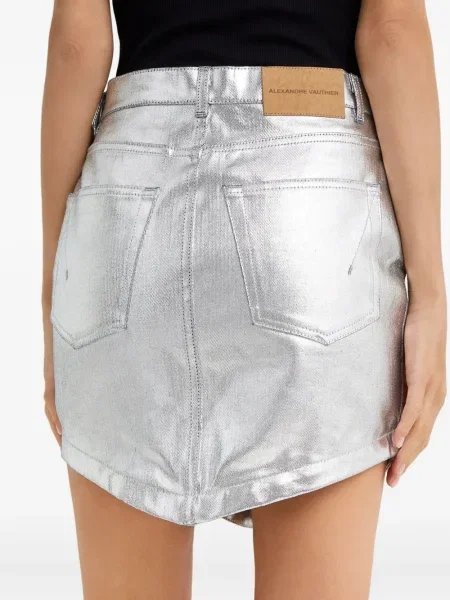 Fustă din denim Alexandre Vauthier argintiu
