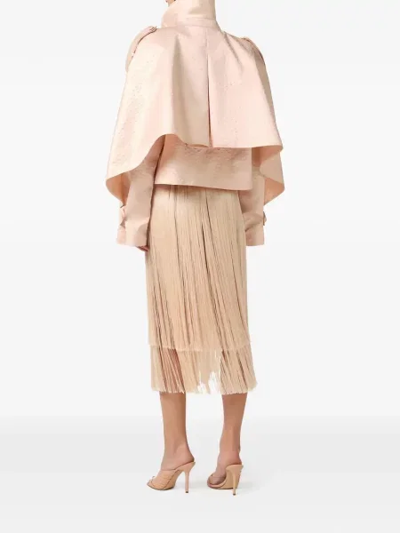 Tafta kurtka Elisabetta Franchi z nadrukiem różowa