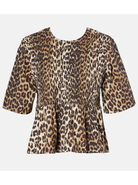 Top Ganni cu imagine cu model leopard maro