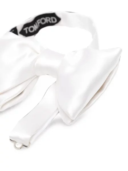 Cravată Tom Ford cu funde de mătase alb
