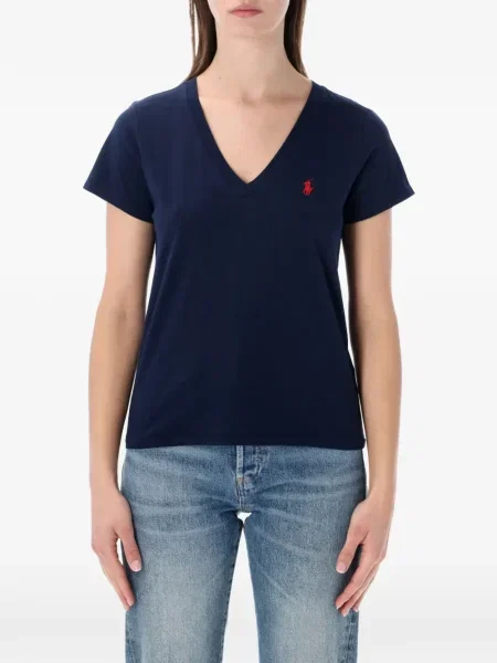 Tricou Polo Ralph Lauren lung cu decolteu în V albastru