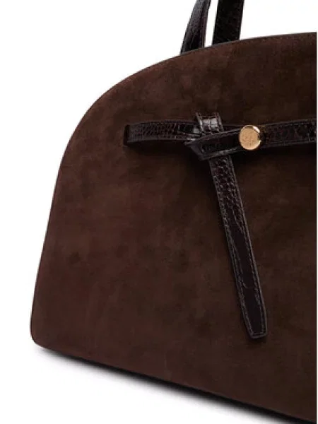 Torbica Tory Burch Romy Suede Bauletto Tamno smeđa