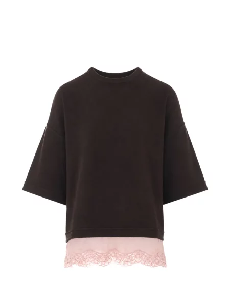 Tricou Pinko din dantelă maro