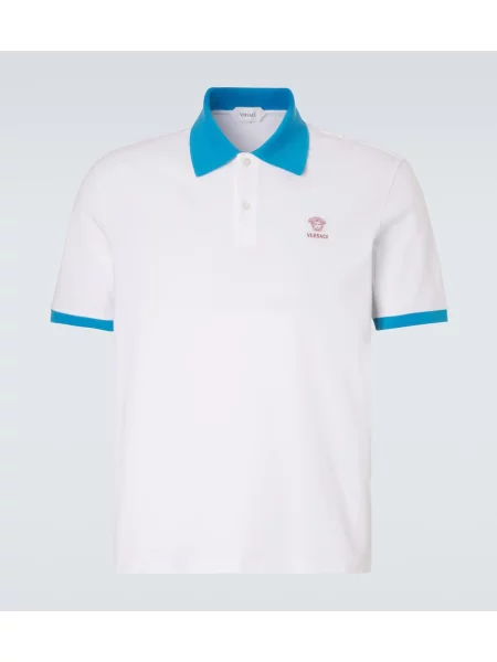 Polo majica Versace s potiskom bela