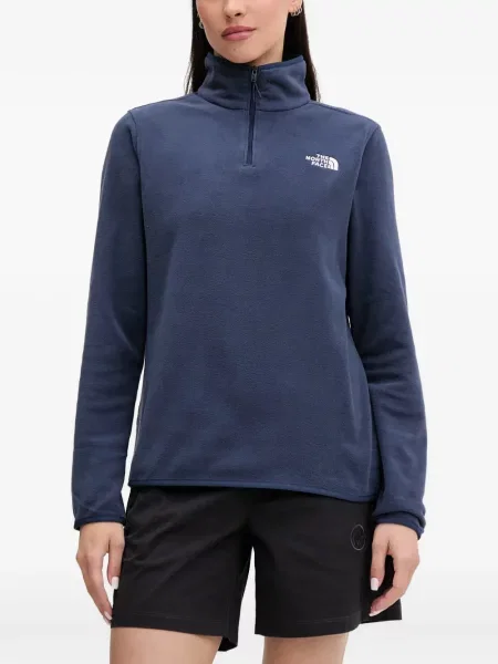 Hanorac cu fermoar The North Face cu broderie albastru