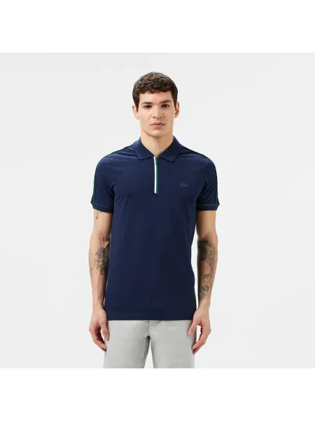 Lacoste Koszulka Polo Half Zip Slim Fit granatowa