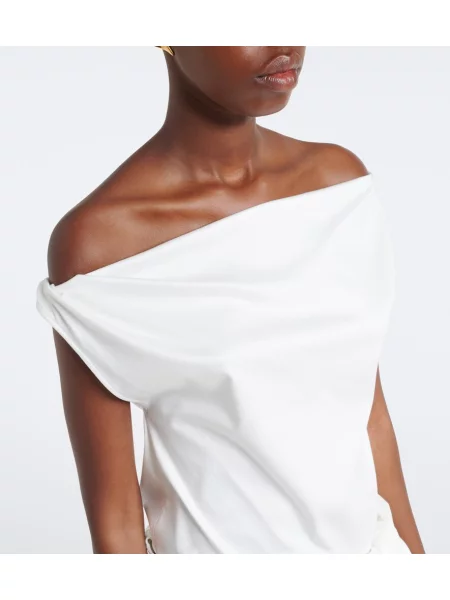 Top Proenza Schouler din jerseu asimetric alb