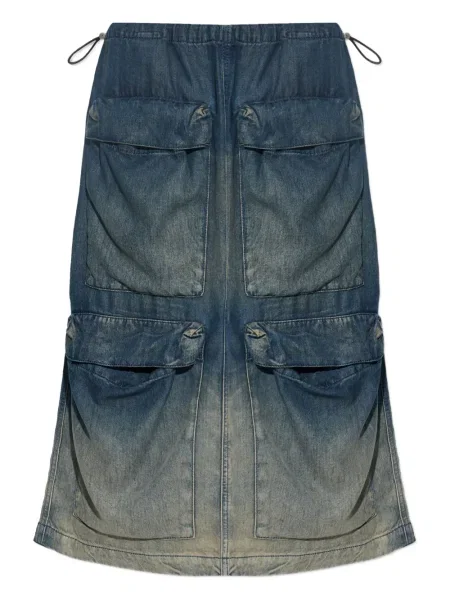 Fustă din denim Diesel până la genunchi albastru