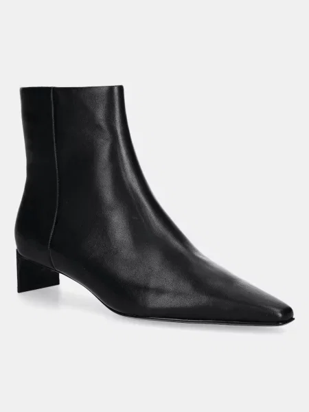 Usnjeni gležnarji Calvin Klein SET BACK KITTEN HEEL ANKLE BOOT črna