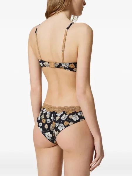 Chiloți Twinset cu model floral din dantelă negru