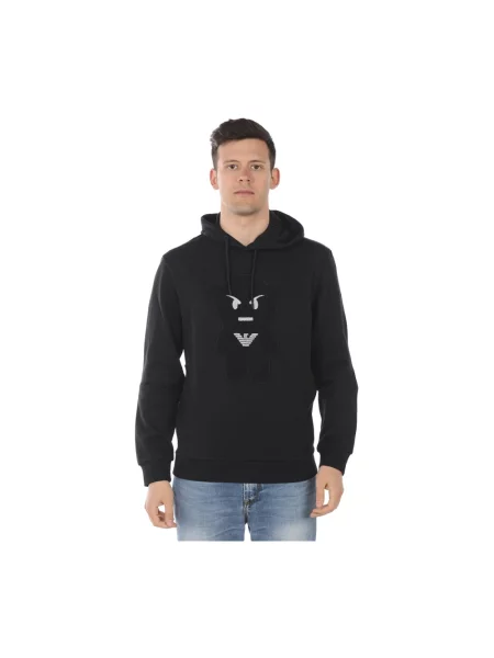 Bluza z kapturem Emporio Armani z kapturem czarna