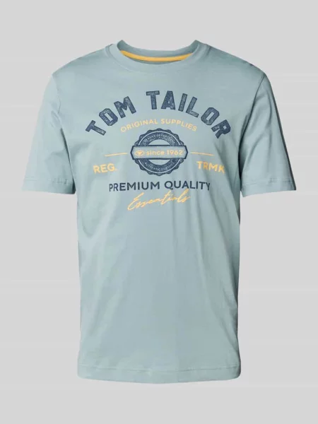T-shirt o kroju regular fit z czystej bawełny z nadrukiem z logo Tom Tailor