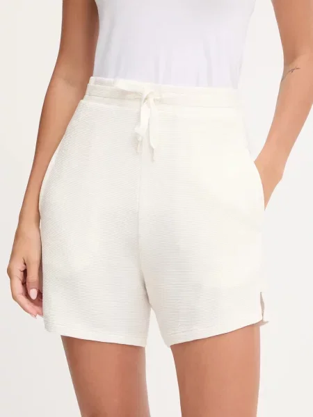 BOSS szorty gładkie high waist biały