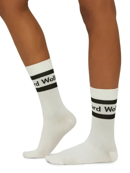 Плетени чорапи Wolford с автограф бяло