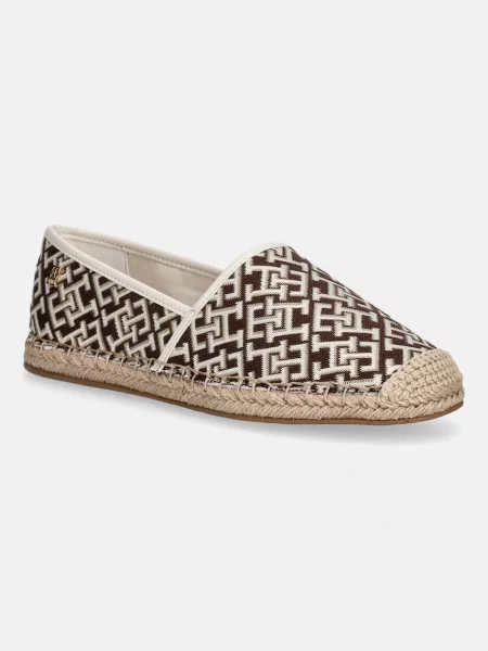 Tommy Hilfiger espadrile pentru femei TH MONOGRAM JACQUARD ESPADRILLE maro