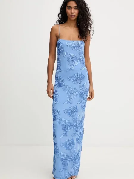 Rotate rochie maxi mulată albastru