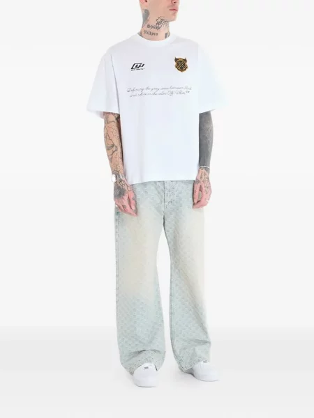 Tricou Off-white cu broderie alb