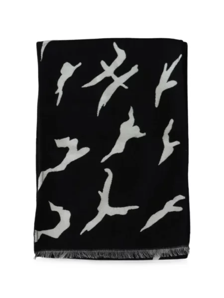 Fular Givenchy cu franjuri cu imprimeu abstract negru