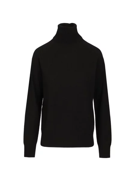 Pulover Emporio Armani cu broderie din cașmir negru